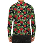 Strawberry And Flower Pattern Print Men's Long Sleeve Rash Guard