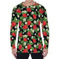 Strawberry And Flower Pattern Print Men's Long Sleeve T-Shirt
