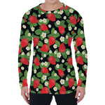 Strawberry And Flower Pattern Print Men's Long Sleeve T-Shirt