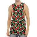 Strawberry And Flower Pattern Print Men's Muscle Tank Top