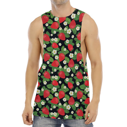 Strawberry And Flower Pattern Print Men's Muscle Tank Top