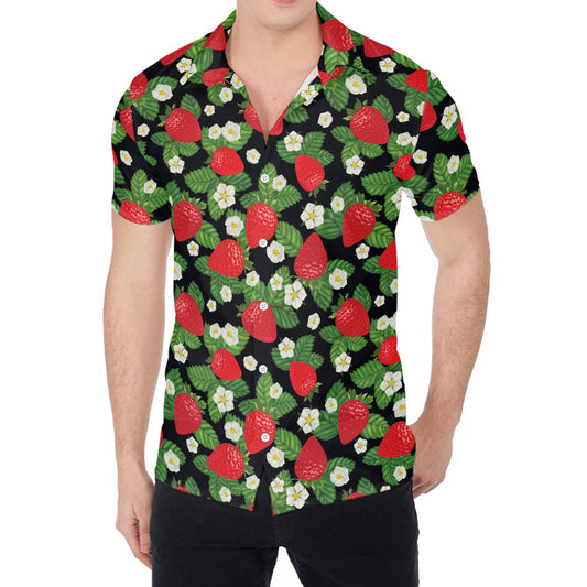 Strawberry And Flower Pattern Print Men's Shirt
