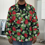 Strawberry And Flower Pattern Print Men's Shirt Jacket