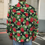 Strawberry And Flower Pattern Print Men's Shirt Jacket