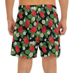 Strawberry And Flower Pattern Print Men's Split Running Shorts
