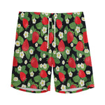 Strawberry And Flower Pattern Print Men's Sports Shorts