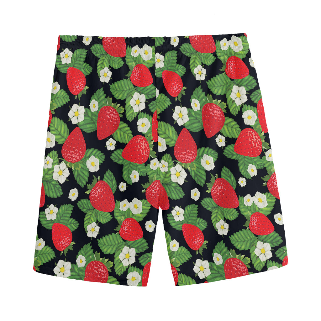 Strawberry And Flower Pattern Print Men's Sports Shorts