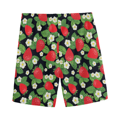 Strawberry And Flower Pattern Print Men's Sports Shorts