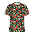 Strawberry And Flower Pattern Print Men's Athletic T-Shirt