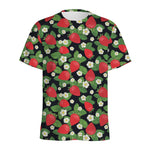 Strawberry And Flower Pattern Print Men's Sports T-Shirt