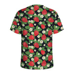 Strawberry And Flower Pattern Print Men's Sports T-Shirt