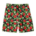 Strawberry And Flower Pattern Print Men's Swim Trunks