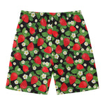 Strawberry And Flower Pattern Print Men's Swim Trunks