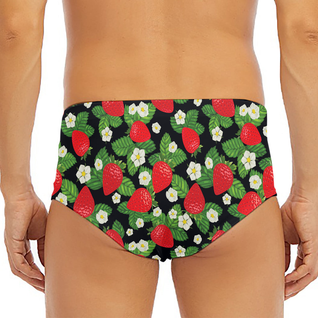 Strawberry And Flower Pattern Print Men's Triangle Swim Briefs