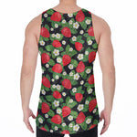 Strawberry And Flower Pattern Print Men's Velvet Tank Top