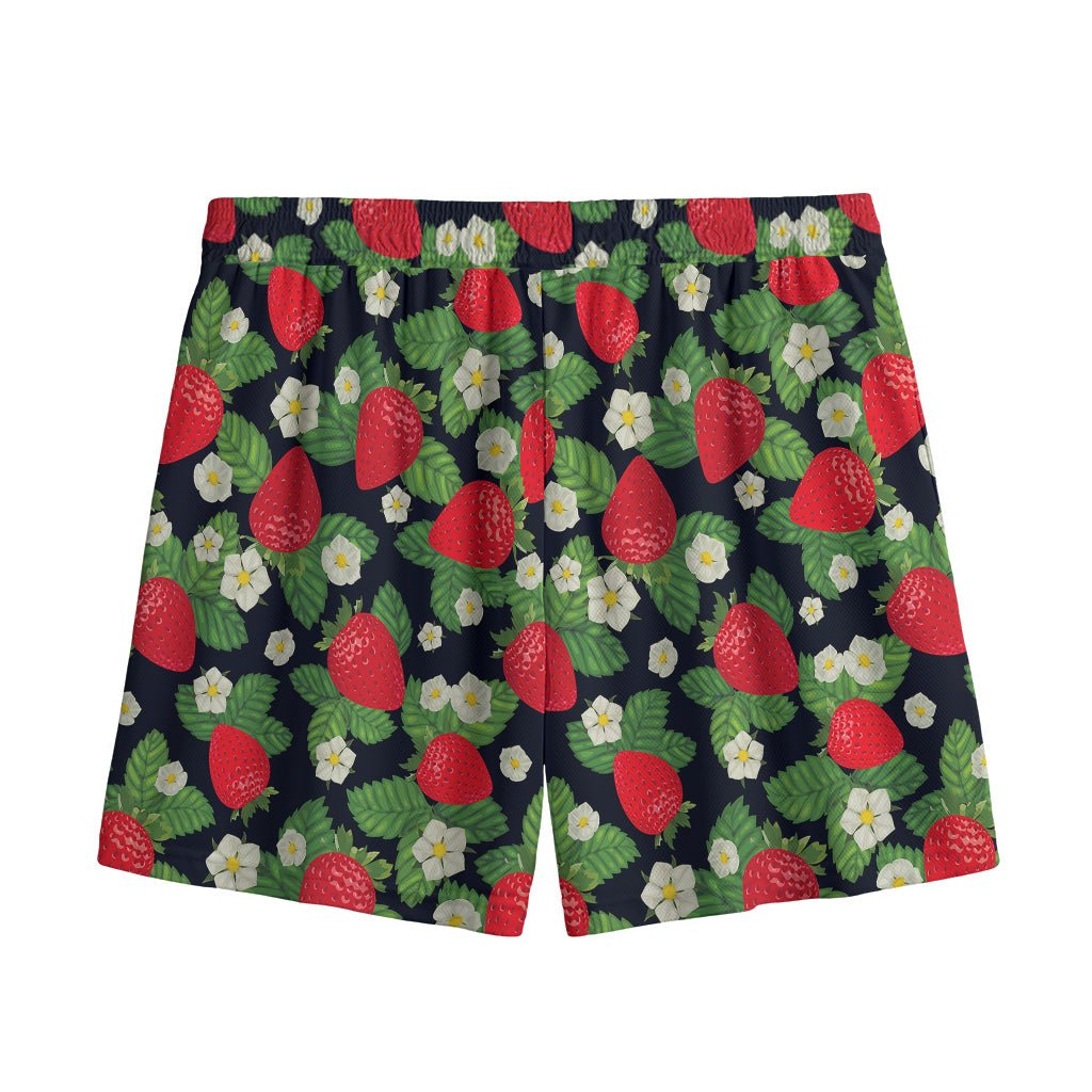 Strawberry And Flower Pattern Print Mesh Shorts
