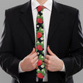 Strawberry And Flower Pattern Print Necktie