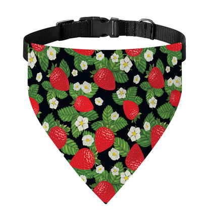 Strawberry And Flower Pattern Print Over The Collar Dog Bandana