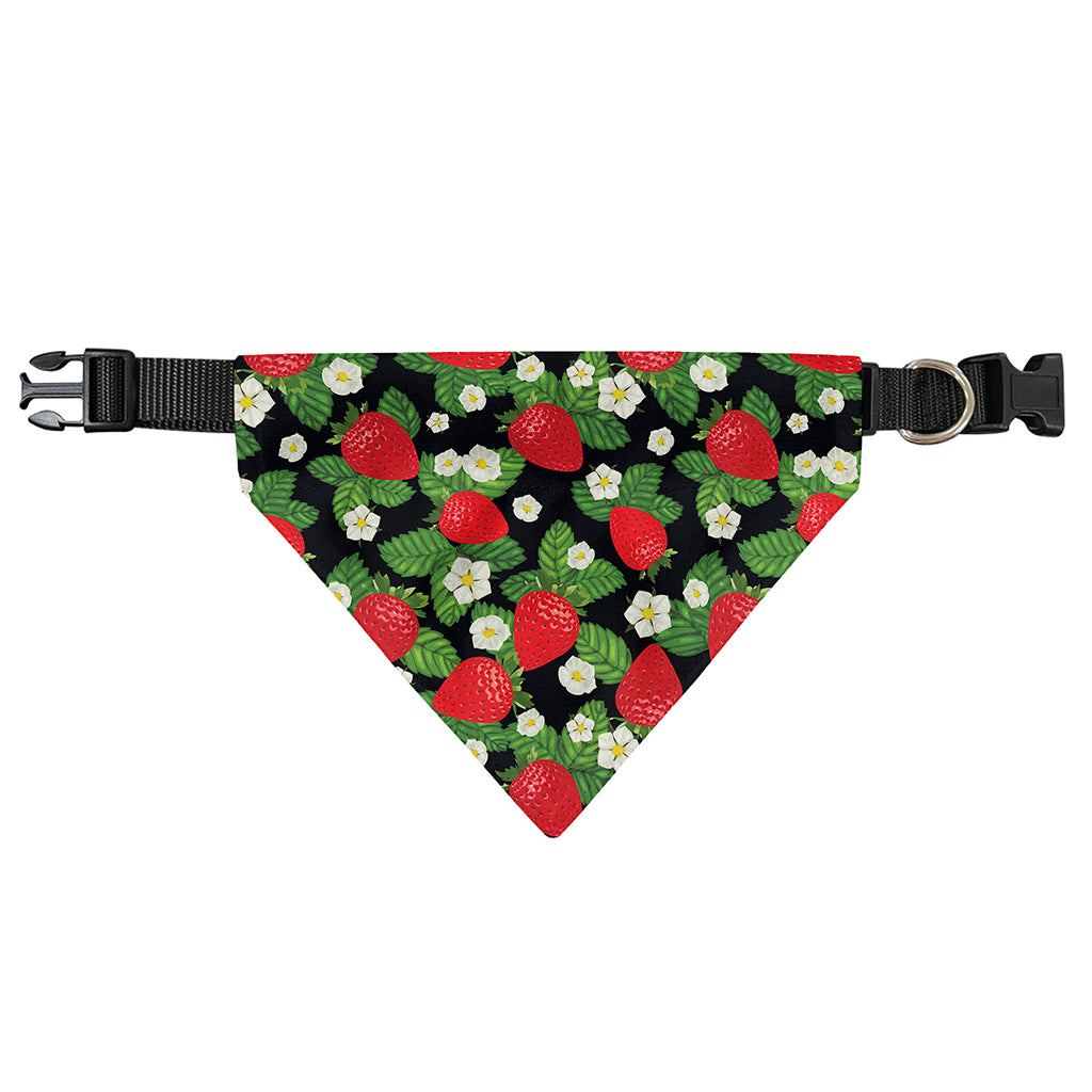Strawberry And Flower Pattern Print Over The Collar Dog Bandana