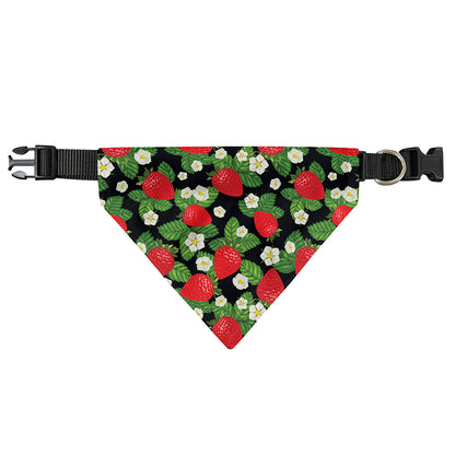 Strawberry And Flower Pattern Print Over The Collar Dog Bandana