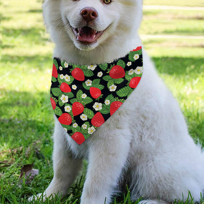 Strawberry And Flower Pattern Print Over The Collar Dog Bandana