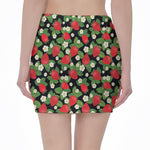Strawberry And Flower Pattern Print Pencil Mini Skirt