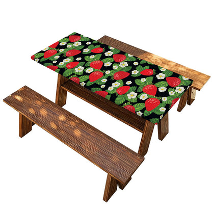 Strawberry And Flower Pattern Print Picnic Table Cover