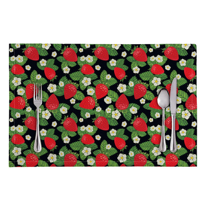 Strawberry And Flower Pattern Print Placemat