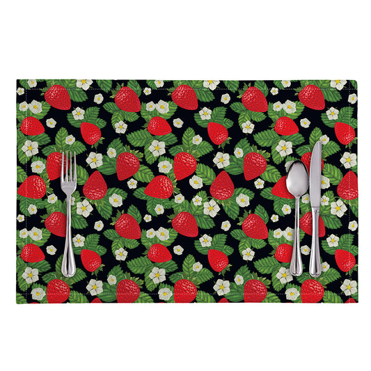 Strawberry And Flower Pattern Print Placemat