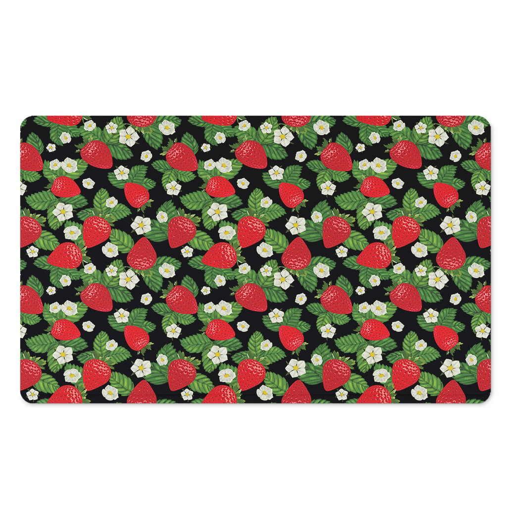 Strawberry And Flower Pattern Print Polyester Doormat