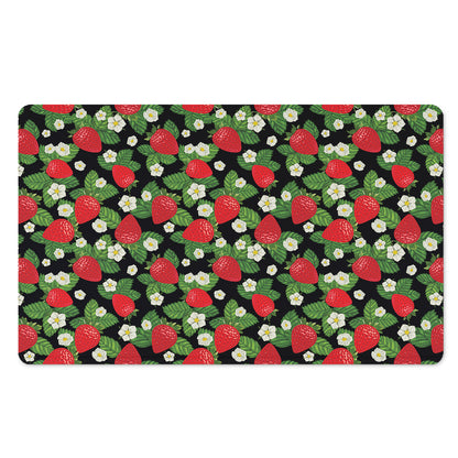 Strawberry And Flower Pattern Print Polyester Doormat