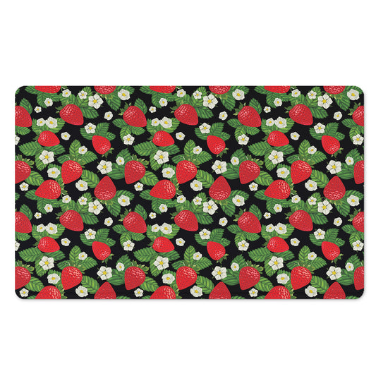 Strawberry And Flower Pattern Print Polyester Doormat