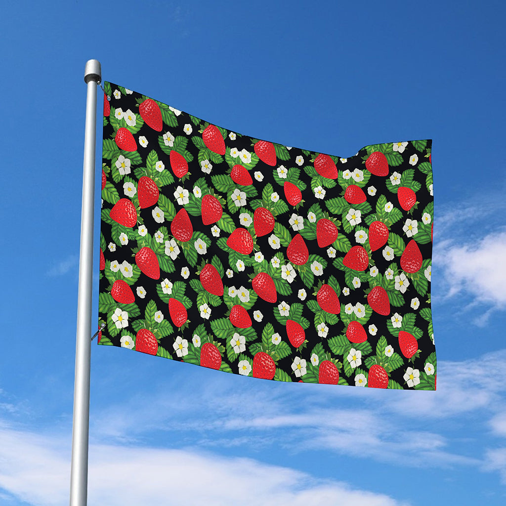 Strawberry And Flower Pattern Print Polyester Flag