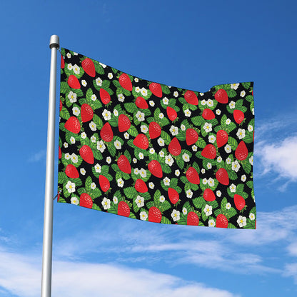 Strawberry And Flower Pattern Print Polyester Flag