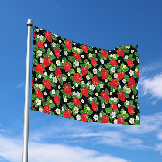 Strawberry And Flower Pattern Print Polyester Flag