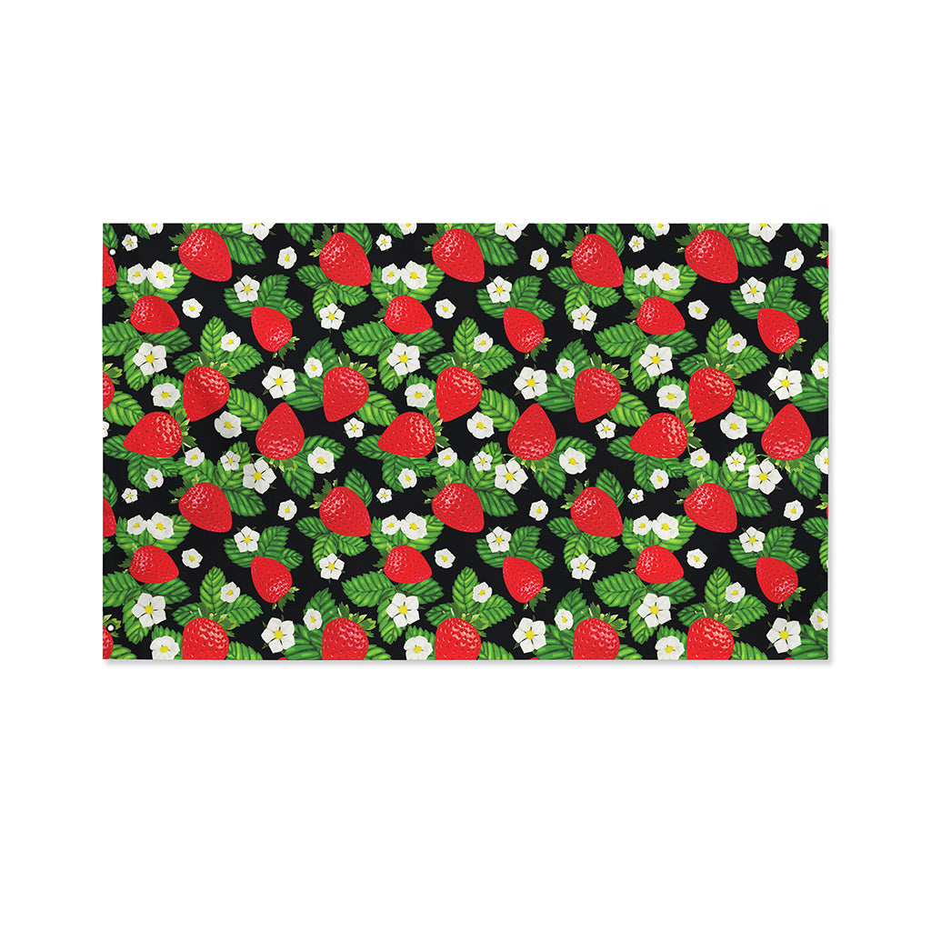 Strawberry And Flower Pattern Print Polyester Flag