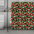 Strawberry And Flower Pattern Print Polyester Shower Curtain