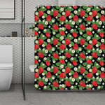 Strawberry And Flower Pattern Print Polyester Shower Curtain