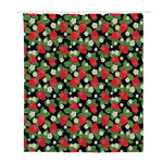 Strawberry And Flower Pattern Print Polyester Shower Curtain