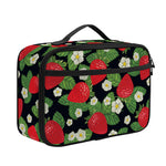 Strawberry And Flower Pattern Print Portable Lunch Bag
