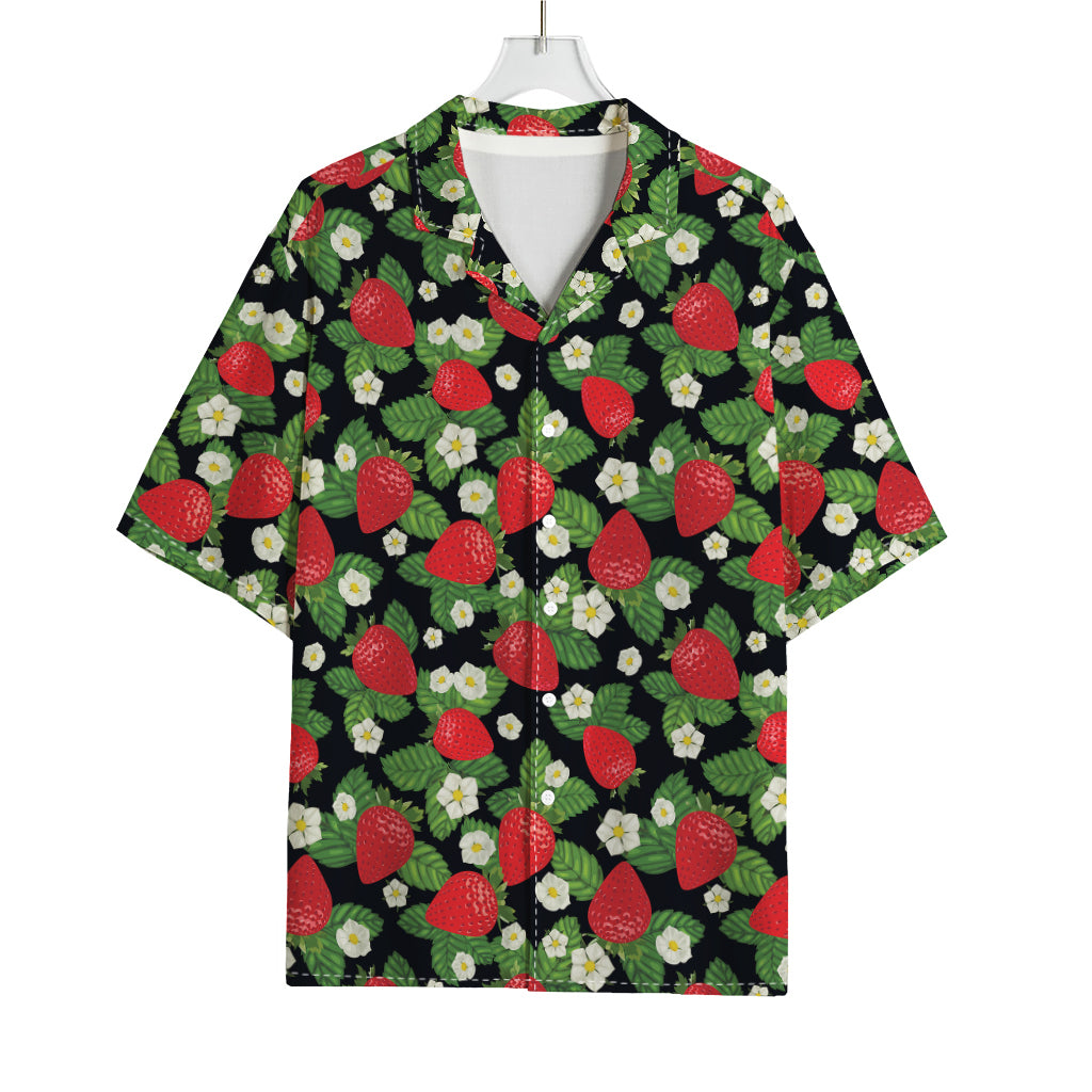 Strawberry And Flower Pattern Print Rayon Hawaiian Shirt