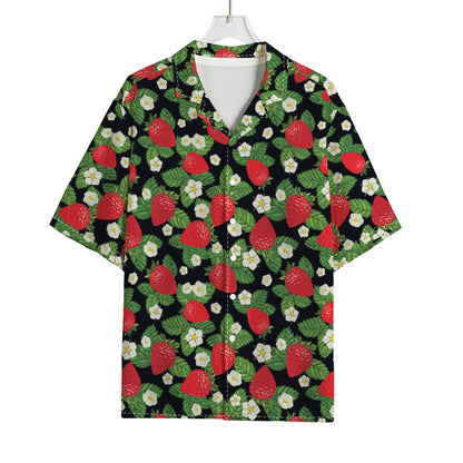 Strawberry And Flower Pattern Print Rayon Hawaiian Shirt