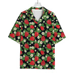 Strawberry And Flower Pattern Print Rayon Hawaiian Shirt