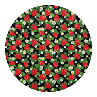 Strawberry And Flower Pattern Print Round Blanket
