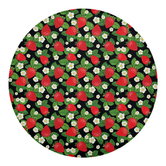 Strawberry And Flower Pattern Print Round Blanket