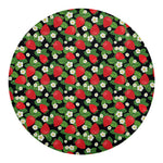 Strawberry And Flower Pattern Print Round Blanket