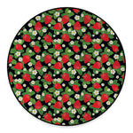 Strawberry And Flower Pattern Print Round Floor Mat