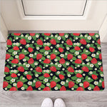 Strawberry And Flower Pattern Print Rubber Doormat