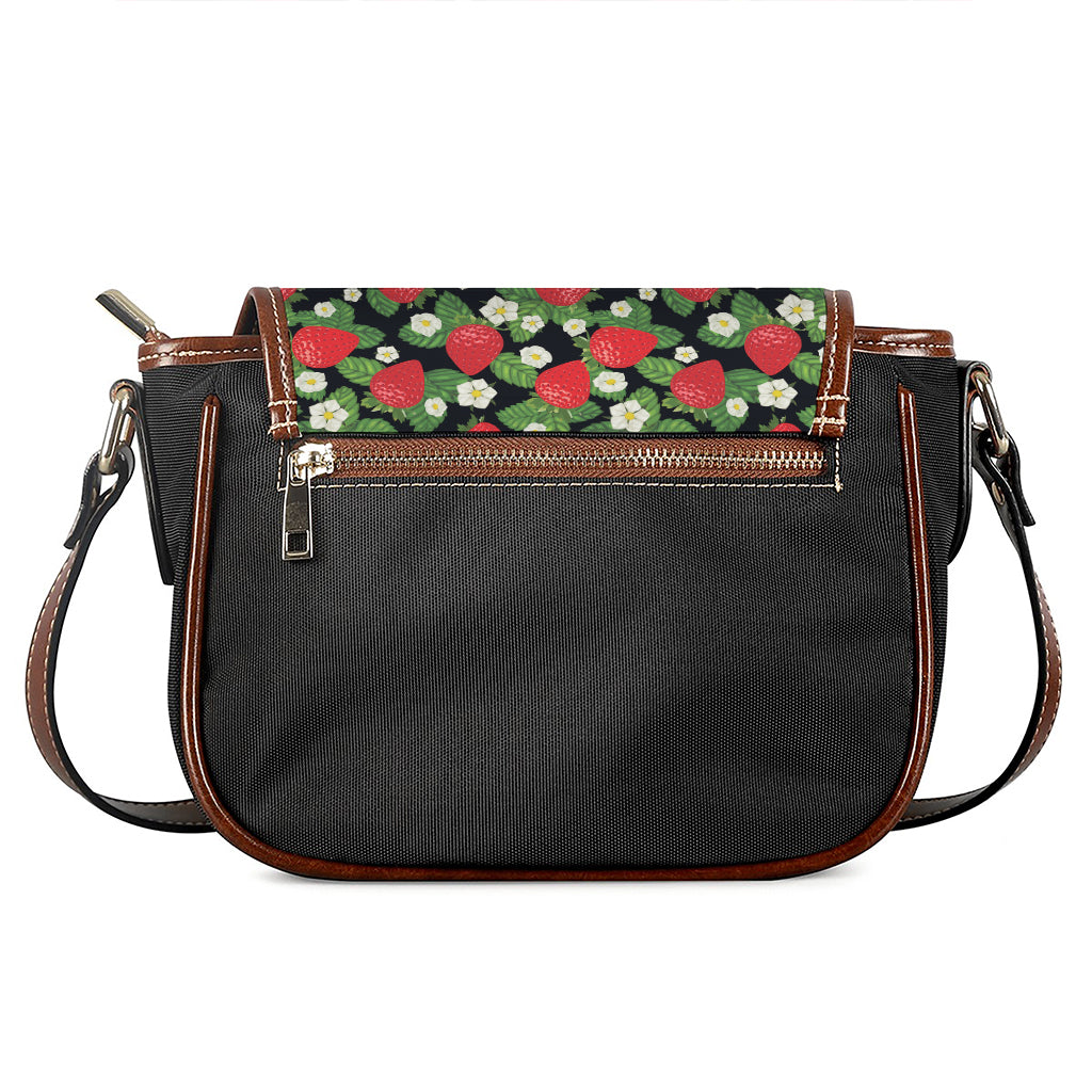 Strawberry And Flower Pattern Print Saddle Bag