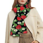 Strawberry And Flower Pattern Print Scarf